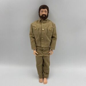 Vintage 1964 GI‎ Joe Figure Brown Flocked Fuzzy Hair Beard with Outfit